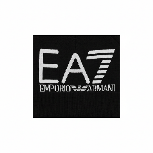 EA7 Emporio Armani Berretto Beanie 7X000006-MC028 - dettaglio logo jacquard Nero/Bianco