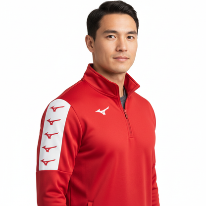 Mizuno Team Nara Training Top maglia rossa indossata da atleta mezzo busto