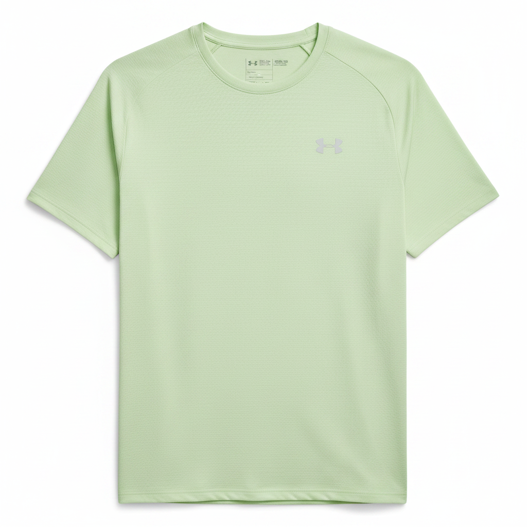 Under Armour Tech Textured SS t-shirt lime flat lay sfondo bianco