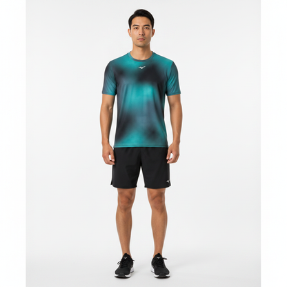 Mizuno Core Graphic Tee J2GAB01023 - Celeste indossata