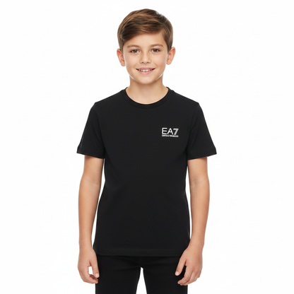 EA7 Emporio Armani T-Shirt 7B000020-UC001 indossata - Bambino Nero