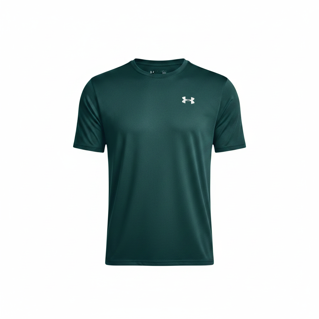 Under Armour Tech Play Short Sleeve t-shirt verdone flat lay sfondo bianco