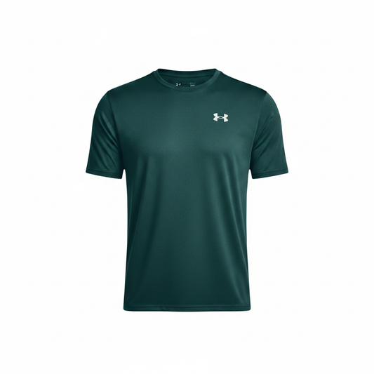 Under Armour Tech Play Short Sleeve t-shirt verdone flat lay sfondo bianco