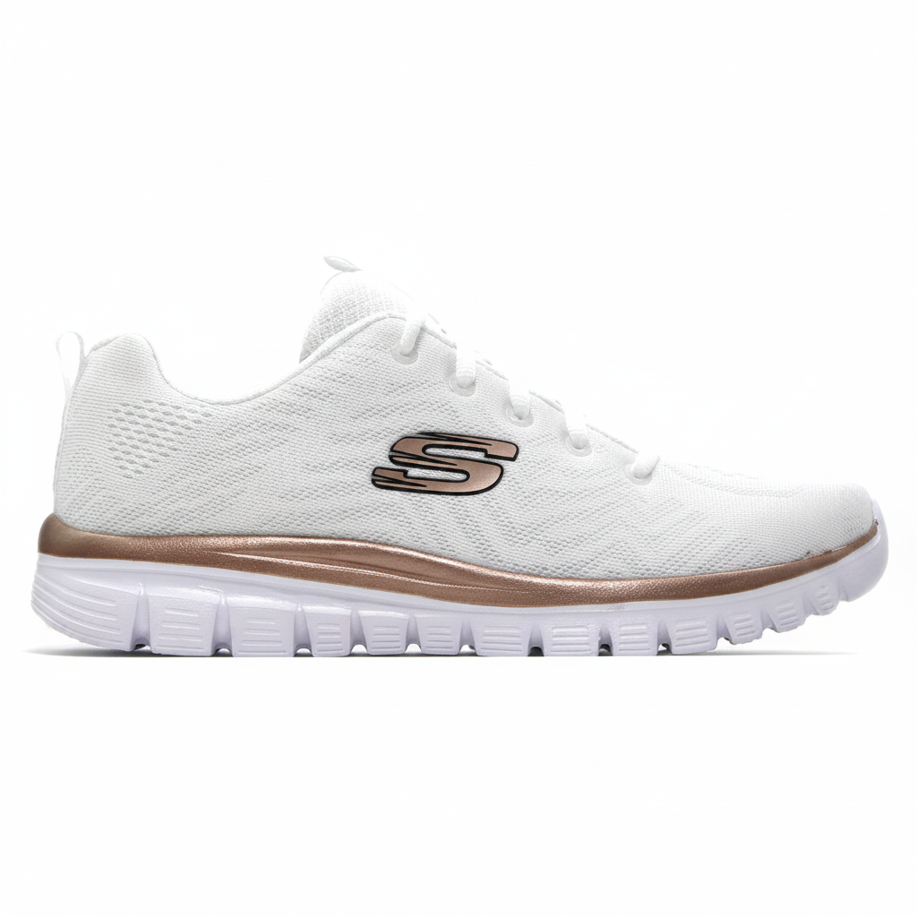 Skechers Graceful Get Connected 12615 sneaker donna Bianco/Rose Gold su sfondo bianco