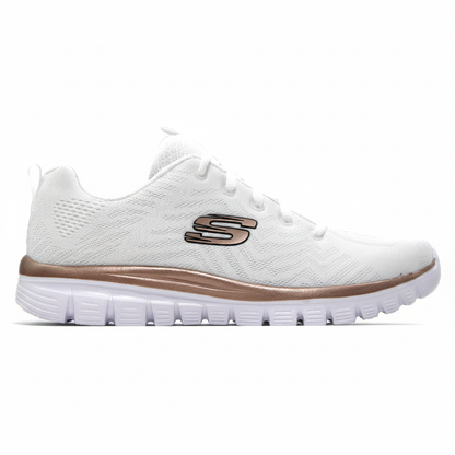Skechers Graceful Get Connected 12615 sneaker donna Bianco/Rose Gold su sfondo bianco