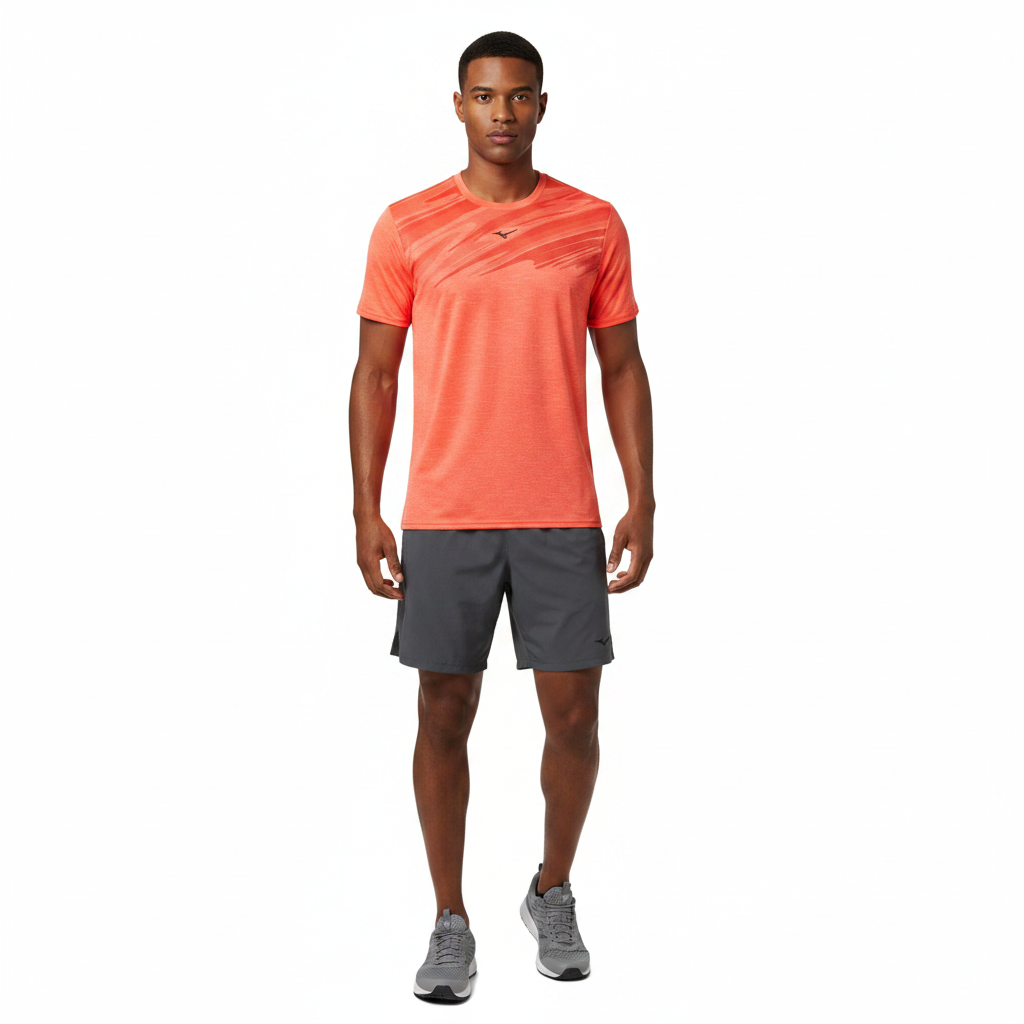 Mizuno Core Graphic Tee J2GAA00752 - Arancione indossata