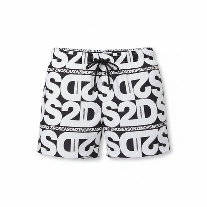 DS2 Costume Mare SS26B04 boxer uomo Bianco/Nero su sfondo bianco