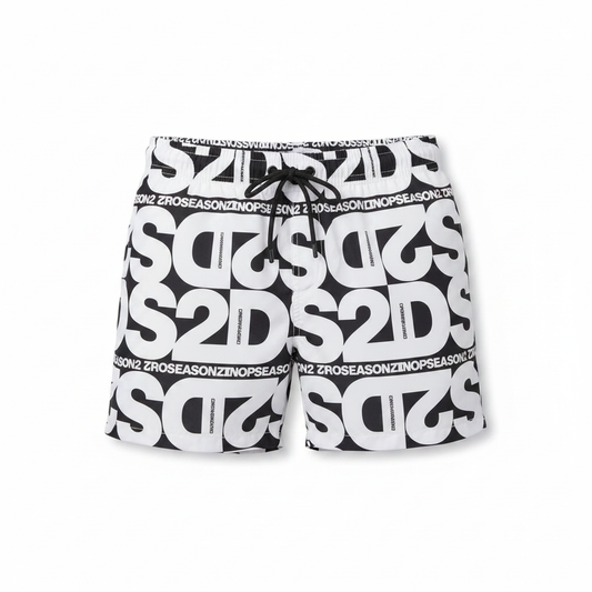 DS2 Costume Mare SS26B04 boxer uomo Bianco/Nero su sfondo bianco
