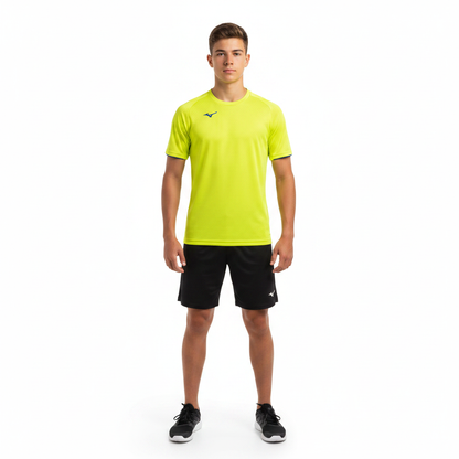 Mizuno Team Core S/Sleeve Tee JR 32EA740144 - Giallo Fluo indossata
