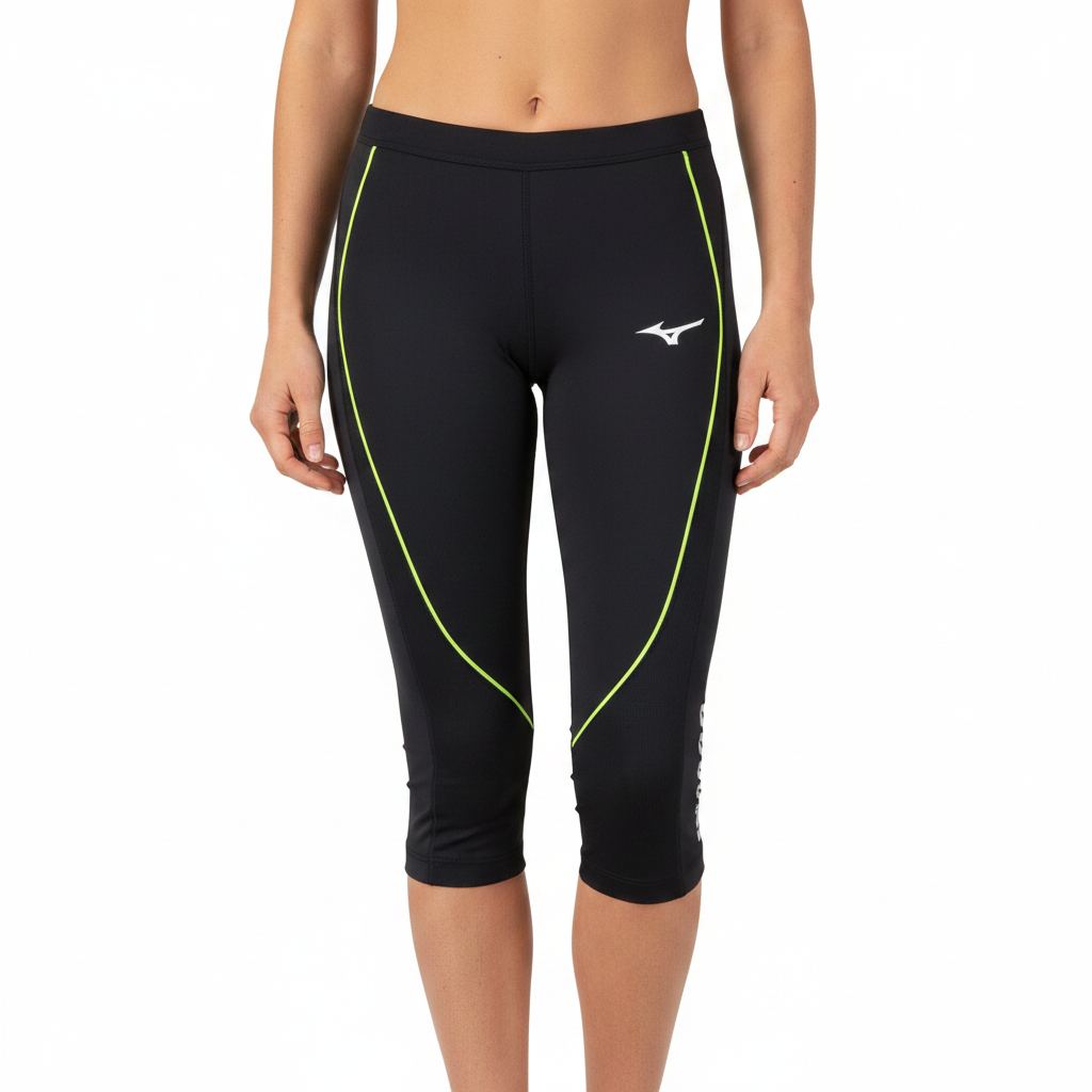 Mizuno Team Premium JPN 3/4 Tight donna leggings neri indossati da atleta donna