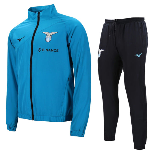 Mizuno Full Zip Hoodie + Pant Lazio Jr tuta zip cappuccio bambini/ragazzi turchese/nero 32EC2U7029