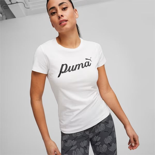 PUMA ESS+ SCRIPT TEE WHITE 679315-02