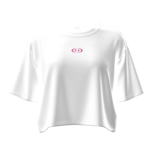 Under Armour UA W Center LT SS – T-shirt crop donna bianco in cotone – 6015217-100