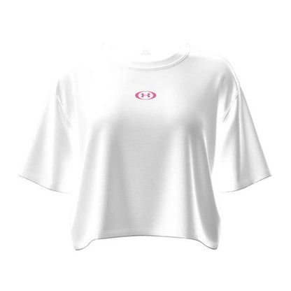 Under Armour UA W Center LT SS – T-shirt crop donna bianco in cotone – 6015217-100