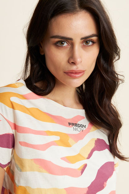 FREDDY T-SHIRT MANICA CORTA CREAM+ZEBRAANIMALIERMULTICOLOR S25WMVT1C-WAN117