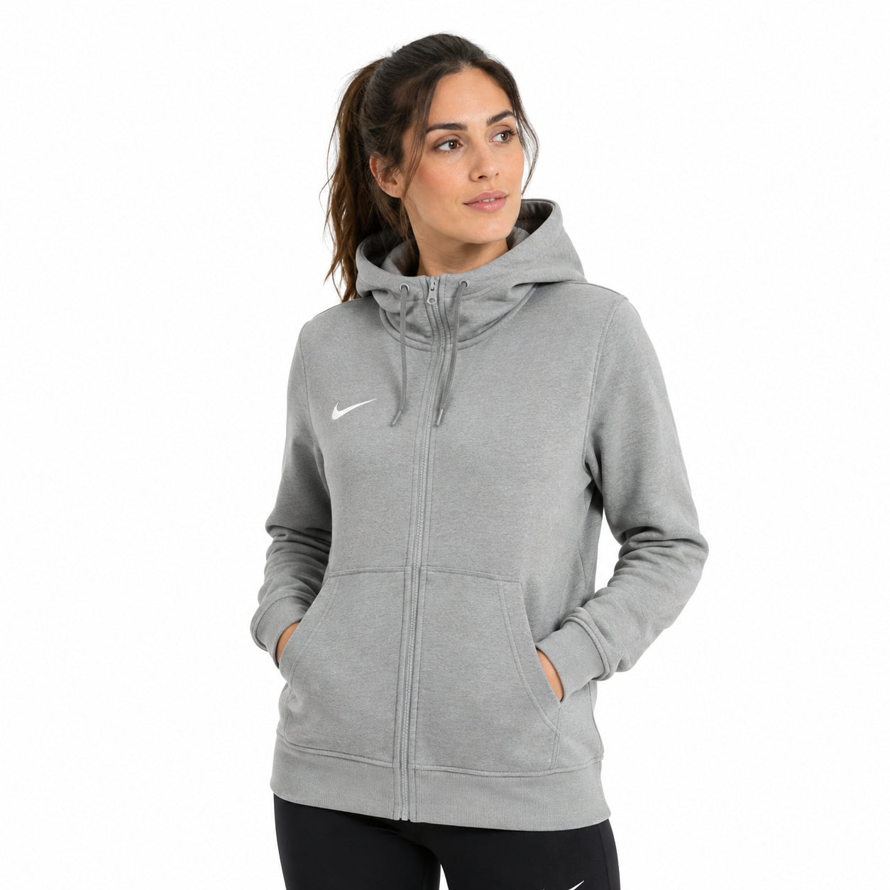 Nike Team Club Full Zip Hoodie FT 0225NZ-063 | Felpa con Cappuccio e Zip Donna | Grigio