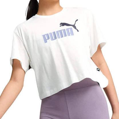 PUMA GIRLS LOGO CROPPED TEE PUMA WHITE-PALE PLUM 845346-83