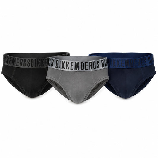 Bikkembergs Slip BKK004T | Intimo Uomo Confezione da 3 | Nero/Grigio/Blu