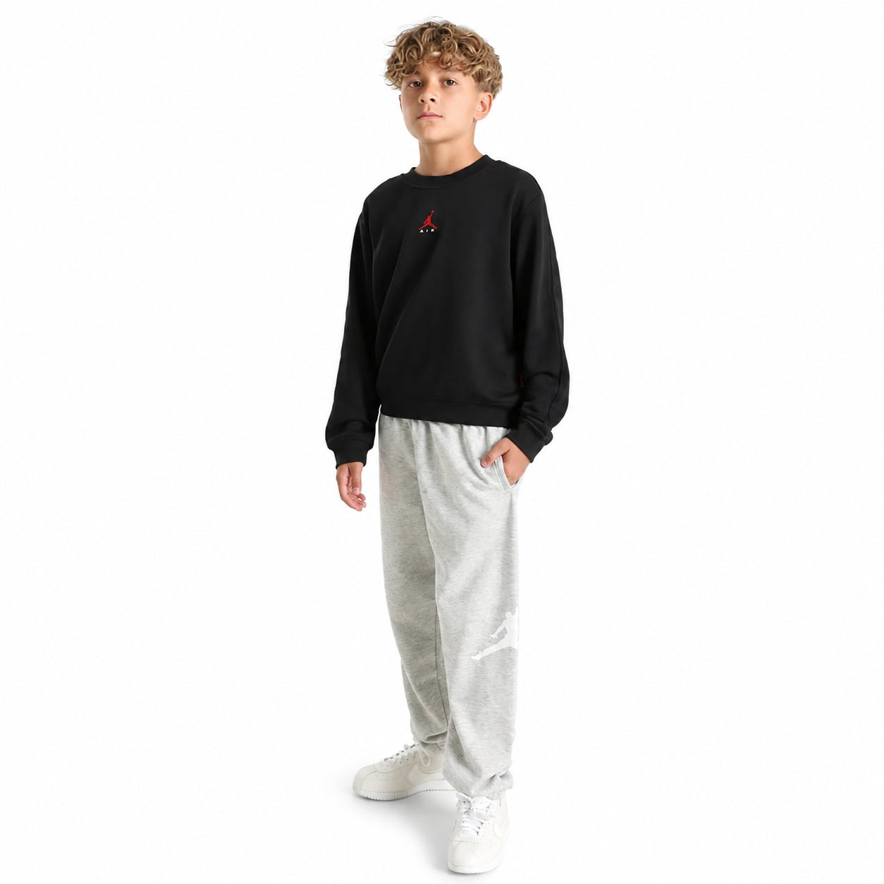 Jordan Brooklyn Fleece Crew – Felpa Bambino Nera
