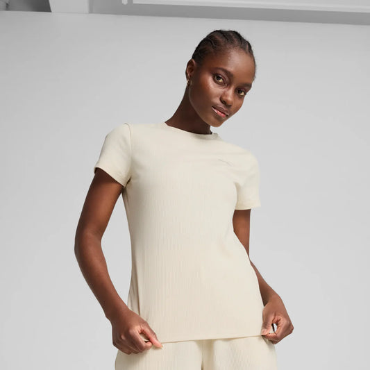 PUMA ESS ELEVATED RIB TEE WHITE 685021-87