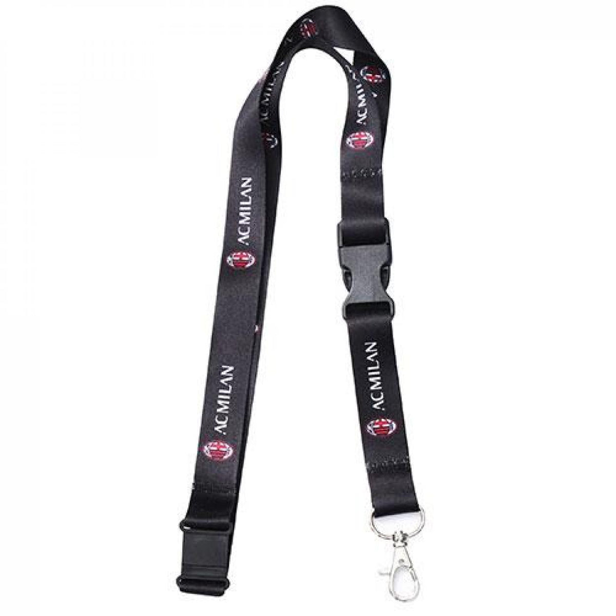 AC Milan Portachiavi da Collo MI1117 – Nero, accessorio unisex per chiavi, lanyard per tifosi milanisti, un'idea regalo per gli appassionati di calcio