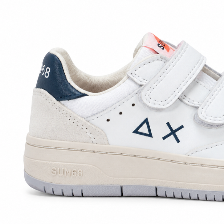 Sun68 Big Basket Evo Baby Z46360B-01 – Bianco | Sneakers bambino in ecopelle, scarpe sportive casual dal design basket per il tempo libero quotidiano