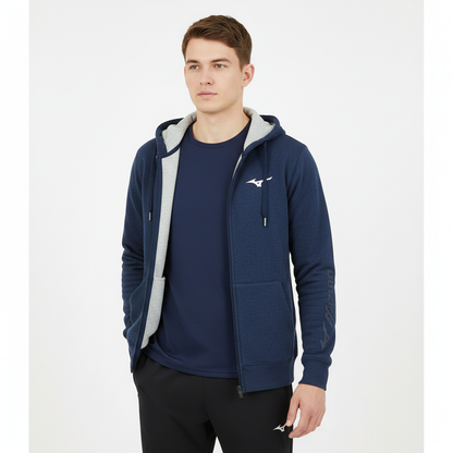 Mizuno Hoodie indossata zip aperta