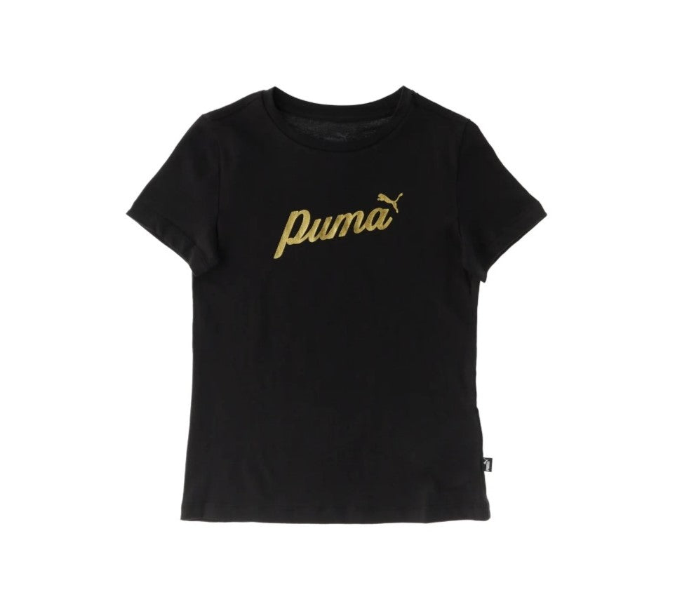 PUMA ESS+ SCRIPT METALLIC TEE G PUMA BLACK-GOLD FOIL 682778-01