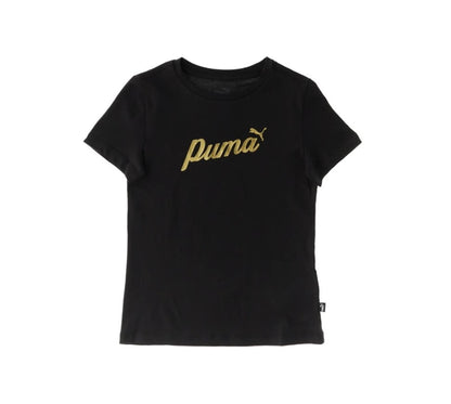 PUMA ESS+ SCRIPT METALLIC TEE G PUMA BLACK-GOLD FOIL 682778-01