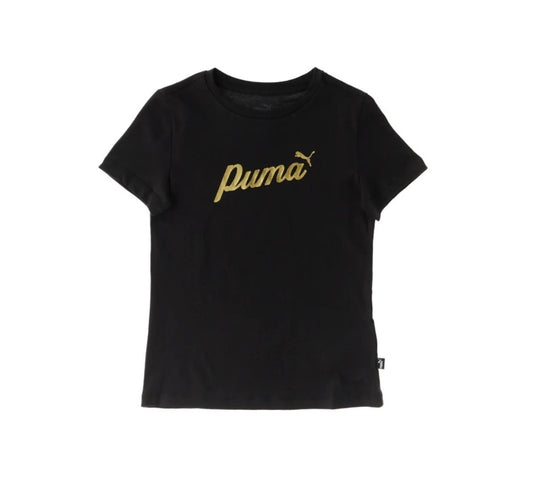 PUMA ESS+ SCRIPT METALLIC TEE G PUMA BLACK-GOLD FOIL 682778-01