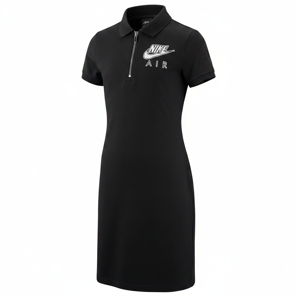 Nike Air Vestito Polo Bambina Nero - Sfondo Bianco
