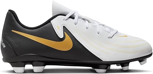 NIKE JR PHANTOM GX II CLUB FG/MG WHITE/BLACK-MTLC GOLD COIN FJ2600-100