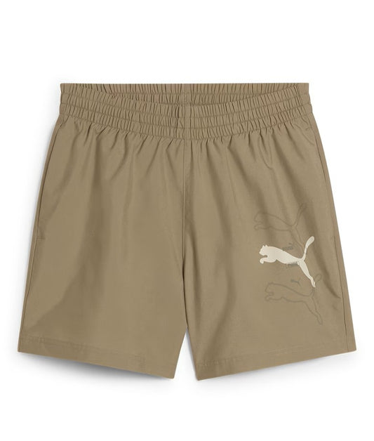 PUMA ESS LOGO LAB PUMA LOGO WOVEN SHORTS 5 “ BROWN 684673-83