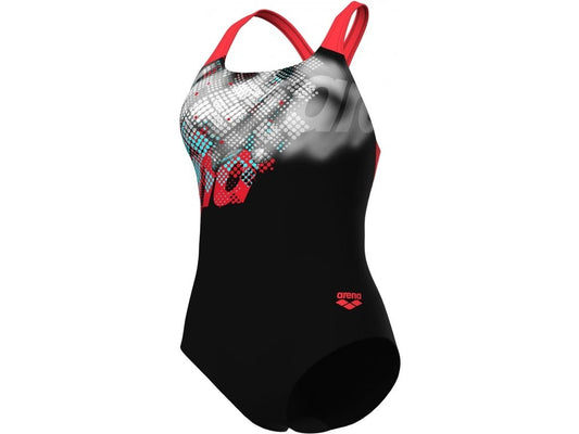 Arena WOMEN'S ARENA SPLASH POINT SWIMSUIT SWIM BLACK-FLUO RED 007200-500