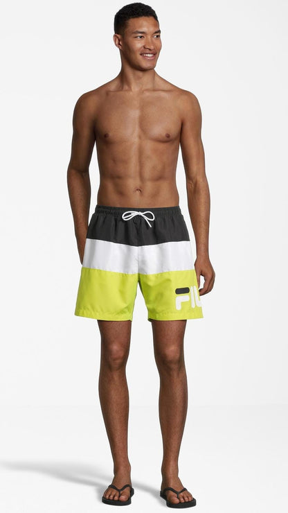 FILA SIMBABWE BLOCKED BEACH SHORTS BLACK-BRIGHT WHITE-EVENING PRIMROSE FAM0689-83373