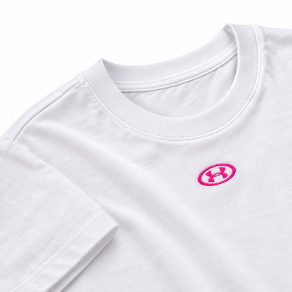 Under Armour UA W Center LT SS – T-shirt crop donna bianco in cotone – 6015217-100