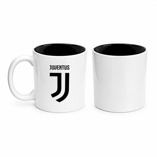 Juventus Tazza Mug JU1341 – Bianco/Nero tazza da colazione in ceramica con logo ufficiale, accessorio per tifosi bianconeri, idea regalo a tema calcio