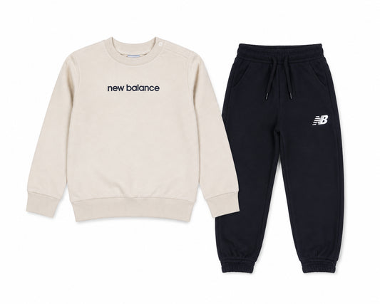 New Balance Linear NB Crew & FT Small Logo Jogger Set LAKG0495-LIN | Completo Bambino/a | Linen