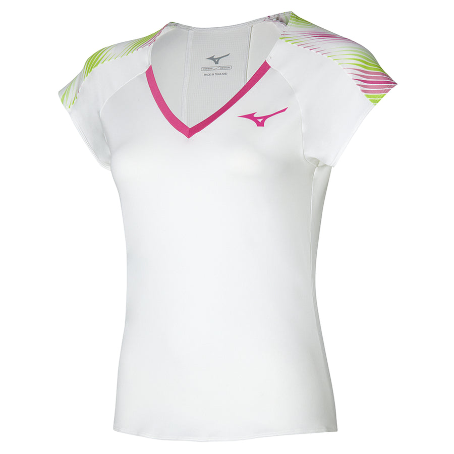 MIZUNO TENNIS PRINTED TEE W WHITE/FUCHSIA 62GAA20198