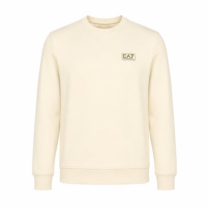 EA7 Felpa Uomo Girocollo in Cotone Panna - 7M002231-U1079