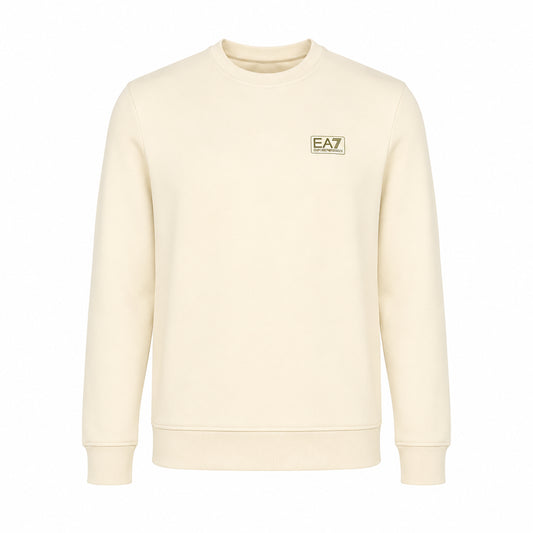 EA7 Felpa Uomo Girocollo in Cotone Panna - 7M002231-U1079