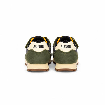 Sun68 Tom Vintage First Step Z46305F-74 – Verde Militare | Scarpe primi passi bambino in nabuk e mesh, sneaker sportiva casual per tutti i giorni