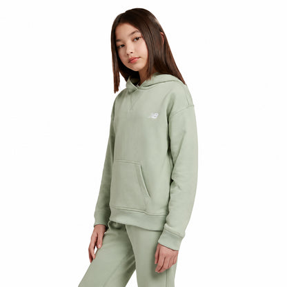 New Balance French Terry Small Logo Hoodie LAKG0056-SRV | Bambina | Silver Moss