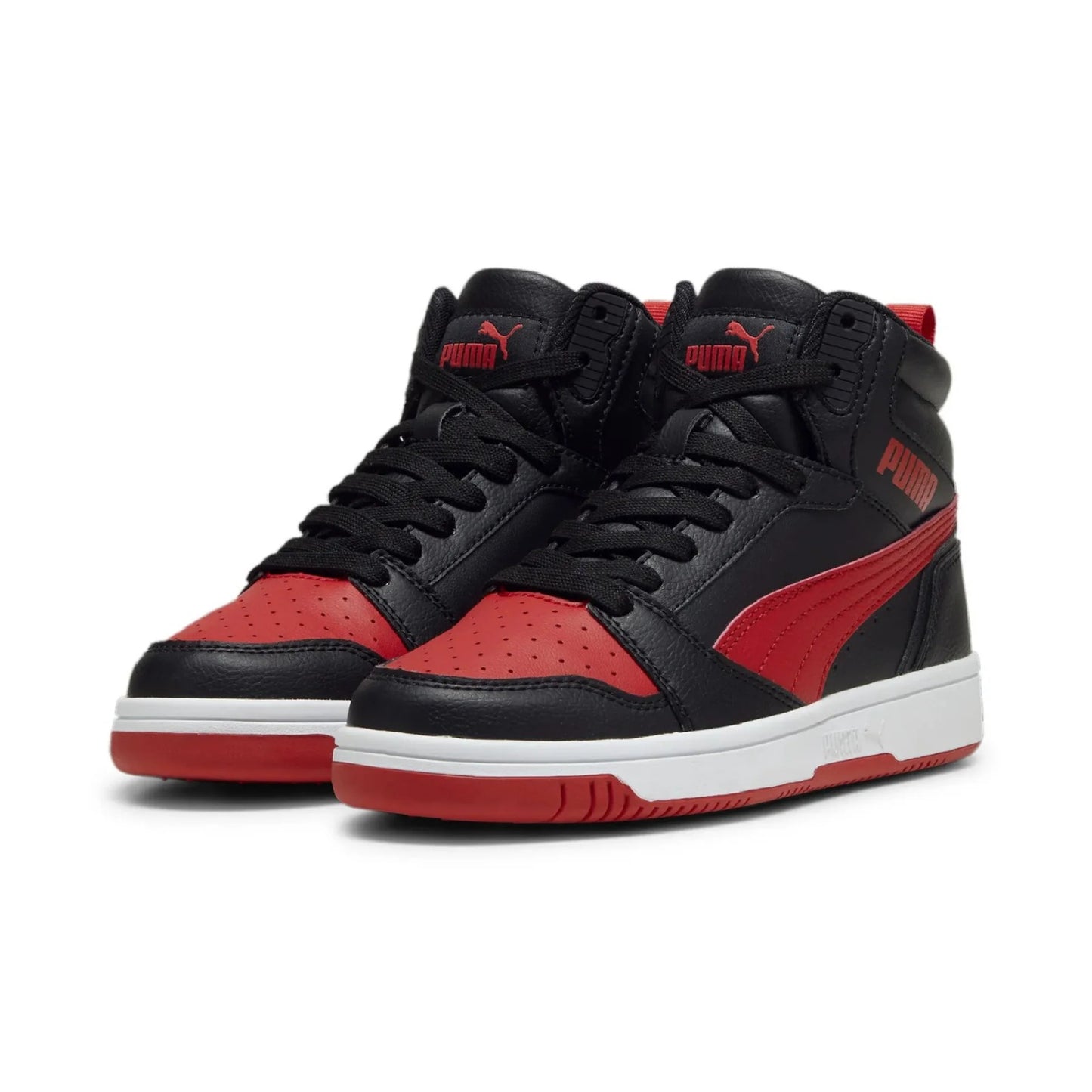PUMA REBOUND V6 MID JR PUMA BLACK-FOR ALL TIME RED 393831-11