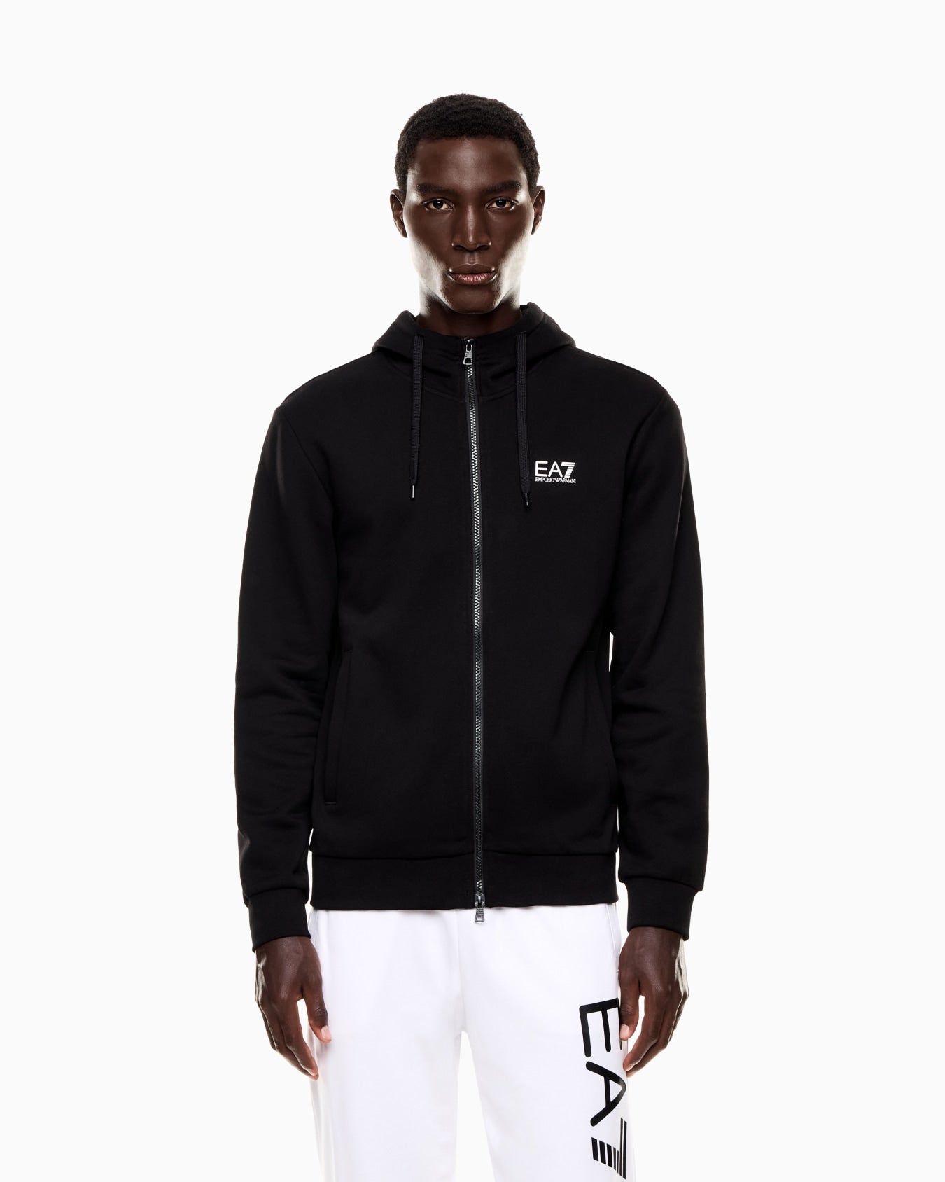 EA7 Emporio Armani Felpa con Cappuccio e Zip 8NPM38-1200 | Uomo | Nero