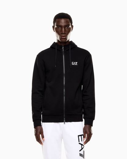 EA7 Emporio Armani Felpa con Cappuccio e Zip 8NPM38-1200 | Uomo | Nero