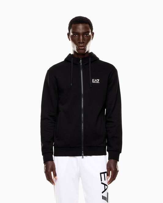 EA7 Emporio Armani Felpa con Cappuccio e Zip 8NPM38-1200 | Uomo | Nero