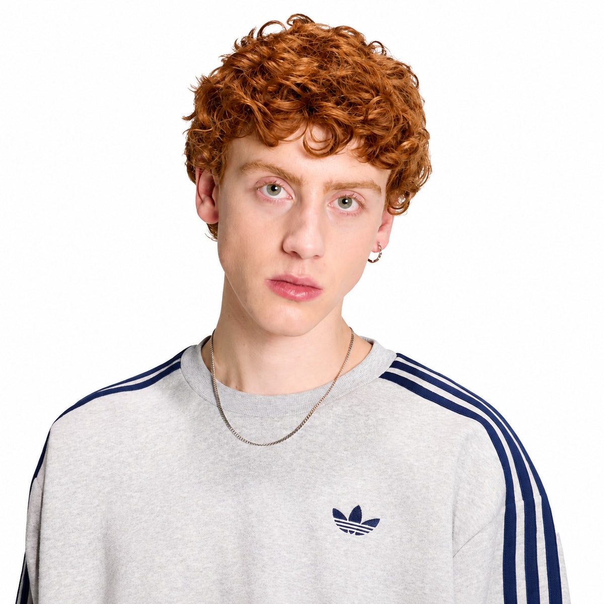 Adidas 3-Stripes Crew – Felpa Uomo Grigio e Navy – foto 4