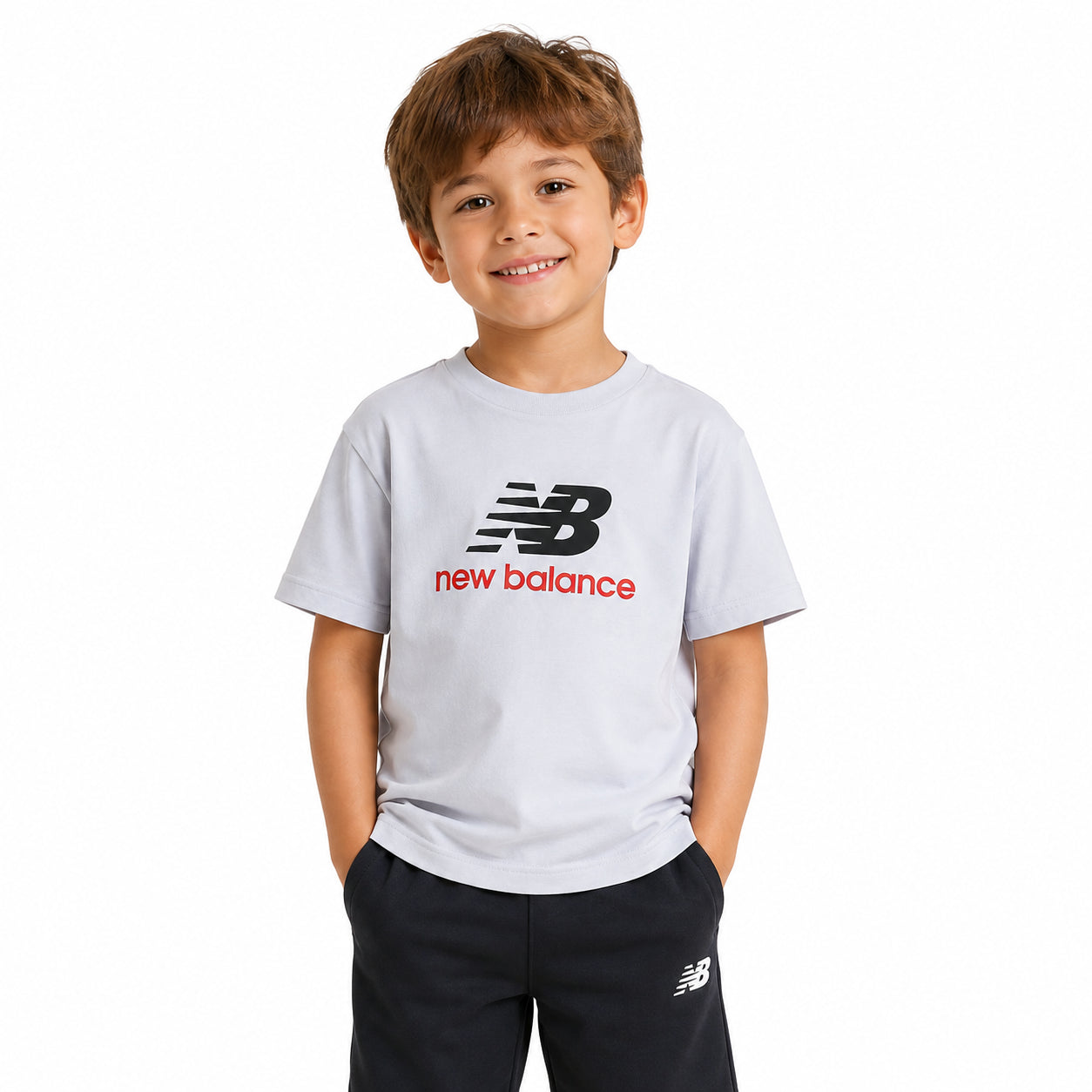 New Balance NB Stacked Logo Tee LAKB0297-BWE | Unisex Bambino | Bianco