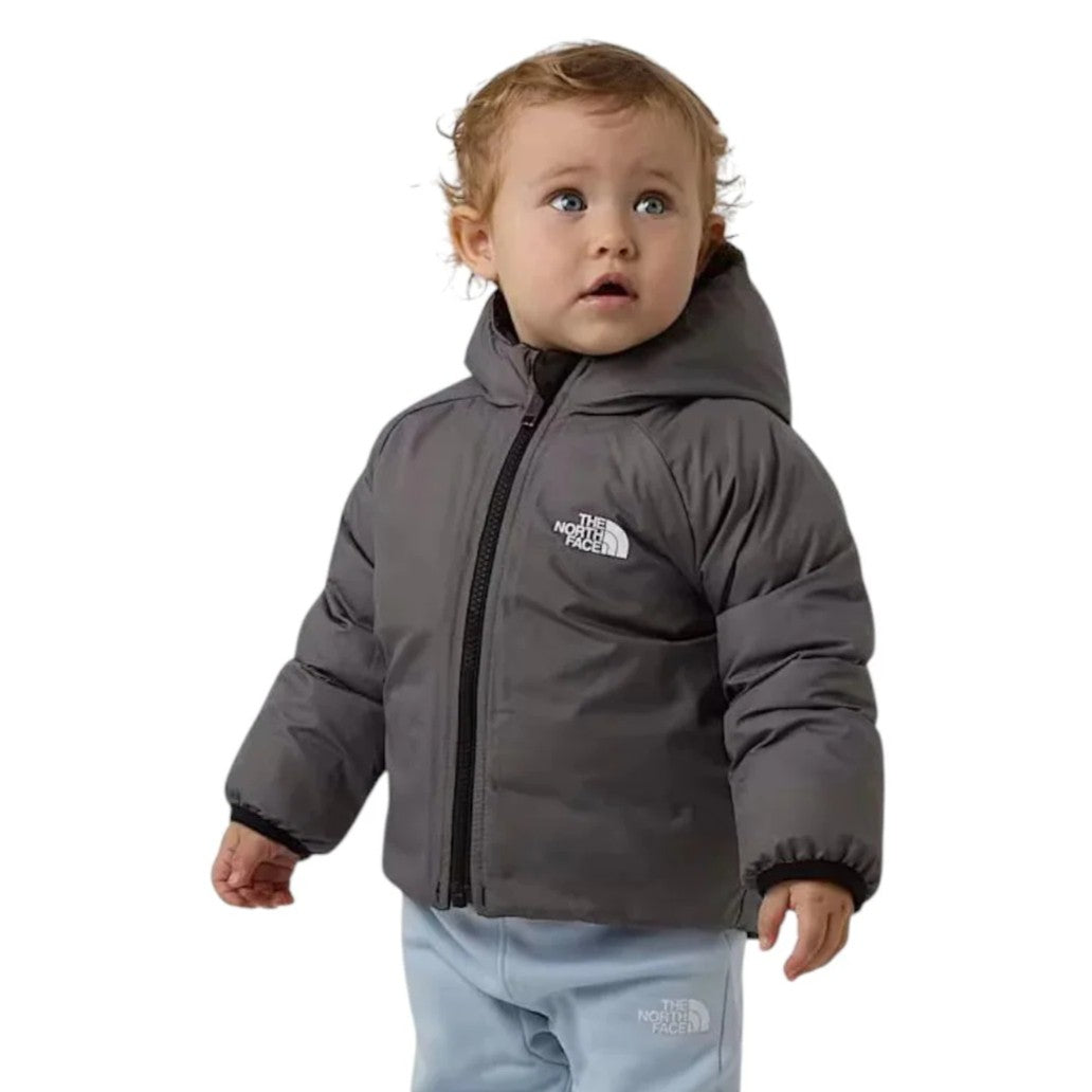 The North Face Baby Reversible Perrito Giacca Imbottita Reversibile con Cappuccio Neonato Nero Grigio TNF Black Smoked Pearl 12-24 Mesi NF0A88W3WOO1